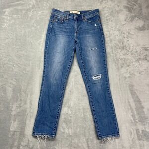 Gap 1969 Jeans Womens 25 (28x26) Blue Denim Best Girlfriend Distressed Stretch